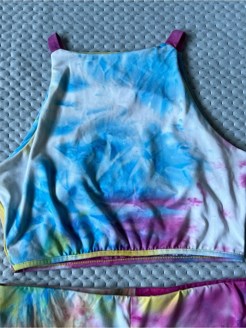 Tie Dye 2-Piece Crop Top & High-Waisted Biker Shorts Set | Medium